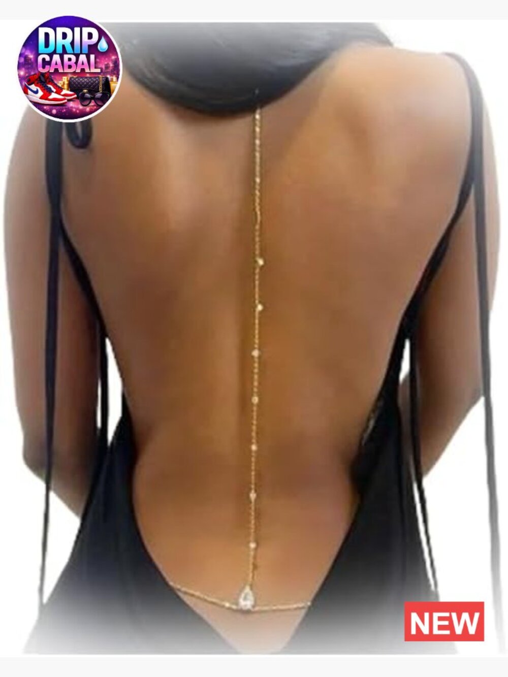 Rhinestone Back Chain Necklace for Backless Dress Body Jewelry